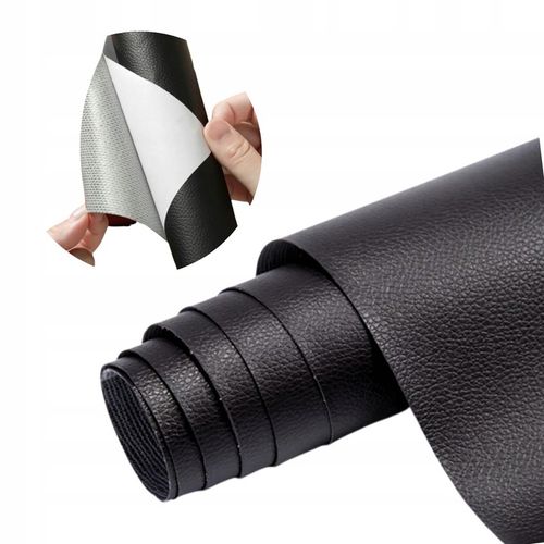 SKÓRA SAMOPRZYLEPNA EKO SKÓRA SKAJ TAPICERSKI KLEJ ŁATY CZARNY 140X50 CM na Arena.pl