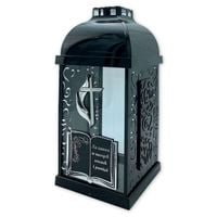 Znicz kapliczka FERMO mały książka-krzyż/płomień czarny/srebro 29cm