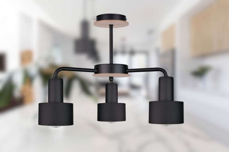 Lampa sufitowa 3xE27 LUCE BLACK WOOD zdjęcie 3