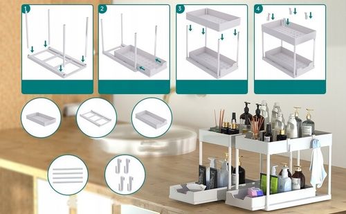 ORGANIZER POD ZLEW 2 POZIOMOWY WYSUWANA PÓŁKA REGAŁ STOJAK DO KUCHNI na Arena.pl