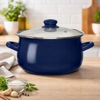 Garnek indukcja emaliowany z pokrywką na gaz Altom Design granatowy 3,5 l