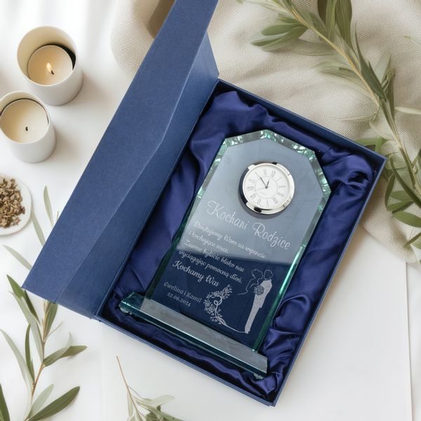 PODZIĘKOWANIE DLA RODZICÓW na ślub wesele Statuetka Zegar +GRAWER zdjęcie 5