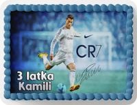 PROSTOKĄTNY OPŁATEK NA TORT A4 20x29CM - RONALDO PIŁKA + IMIĘ