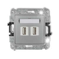 GNIAZDO KOMPUTER 2xRJ45 5e KARLIK MINI SREBRNY