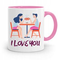Kubek Różowy Na Walentynki I Love You Z Nadrukiem Ze Zdjęciem