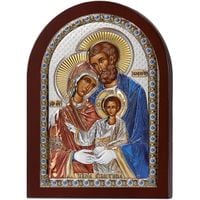 Srebrna Ikona Święta Rodzina 23X33 Cm Certyfikat Golden Seal Włoska