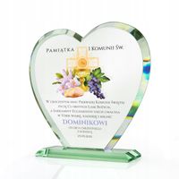 Prezent na komunię PAMIĄTKA statuetka SZKLANE SERCE z nadrukiem DLA CHŁOPCA