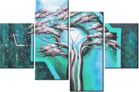 120CM 80CM ZEGAR 4 ELEM DRZEWO O PÓŁNOCY OBRAZ ŚCIENNY