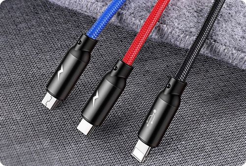 BASEUS MOCNY KABEL USB PRZEWÓD 3W1 DO IPHONE MICRO TYP-C USB-C 3.5A 30CM na Arena.pl