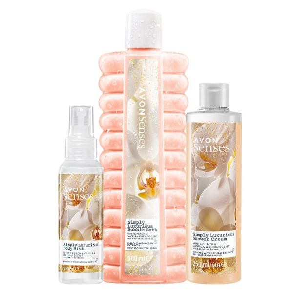 Avon Simply Luxurious Zestaw Brzoskwinia Wanilia 3 zdjęcie 1