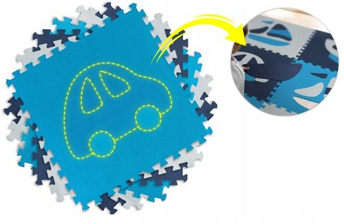 MATA PIANKOWA EVA PUZZLE MIĘKKA DLA DZIECI POJAZDY 180x180cm RICOKIDS na Arena.pl