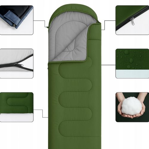 ŚPIWÓR TURYSTYCZNY WOJSKOWY MUMIA KOŁDRA ZIMOWY Z KAPTUREM 1-15°C 200x70 CM na Arena.pl