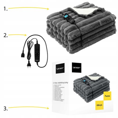 Koc elektryczny DUŻY 180x160 Mata grzewcza Yoer pilot LCD gruby 160W +Timer na Arena.pl