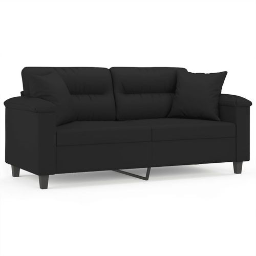 2-osobowa sofa z poduszkami, czarna, 140 cm, mikrofibra na Arena.pl