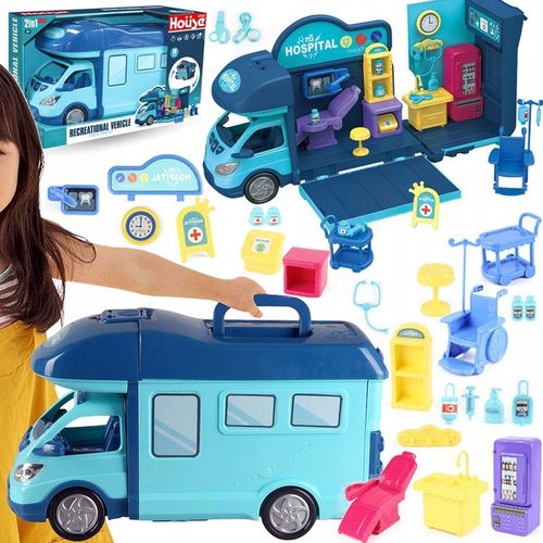 Kamper marzeń AUTO dla LALEK otwierany domek ZESTAW LEKARZ DOKTOR DENTYSTA na Arena.pl