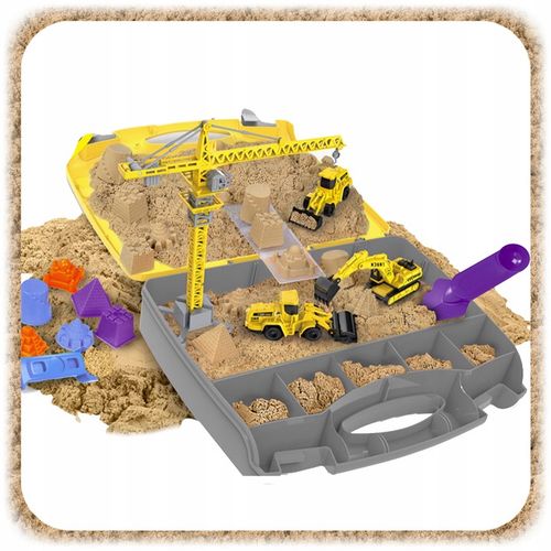 ZESTAW KONSTRUKCYJNY PIASEK KINETYCZNY DŹWIG POJAZDY BUDOWLANE DLA DZIECI na Arena.pl