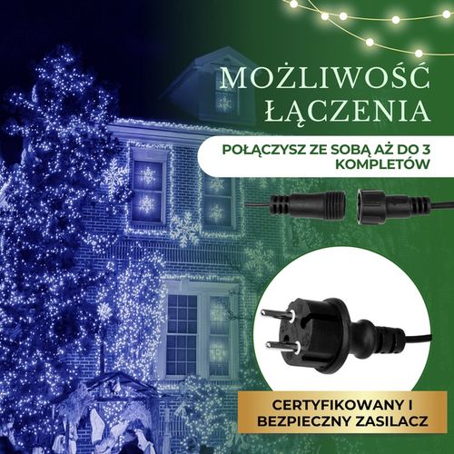 Lampki choinkowe 300 Led niebieski 25,5 m oświetlenie świąteczne IP44 na Arena.pl