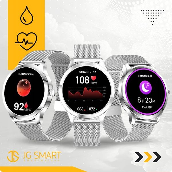 SMARTWATCH DAMSKI DLA KOBIETY MENU PL ROZMOWY SMART WATCH SREBRNY 2 PASKI zdjęcie 5