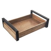 Taca do Serwowania Podawania Kuchenna Śniadaniowa Drewniana Metal 30,5x22cm