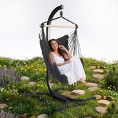 STELAŻ KOKON KRZESŁO Brazylijskie BOHO, SZARY / GRAFIT Wygodne, FOTEL WISZĄCY KSOZ025C