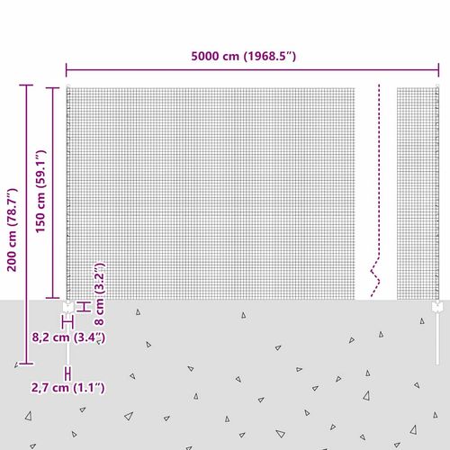 Ogrodzenie z słupkami Srebrny 1.5 x 50 m Stal na Arena.pl