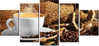 70CM 150CM OBRAZ 5 ELEM FILIŻANKA KAWY ŚCIENNY