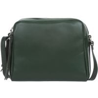 VERA PELLE torebka skórzana listonoszka 3 komorowa z paskiem V507 c.zielona