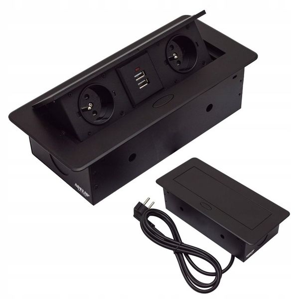 GNIAZDO CHOWANE W BLAT NABLATOWE + 2 USB GNIAZDKO zdjęcie 1