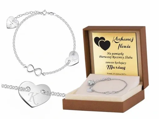 SREBRNA BRANSOLETKA 925 SERDUSZKO GRAWER zdjęcie 5
