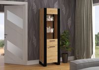 Witryna NUKA E 188 cm dąb artisan czarna stojąca