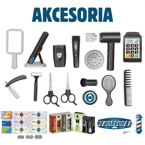 WOOPIE Barber Zestaw Fryzjerski dla Dzieci Salon Stylizacji 24el. na Arena.pl