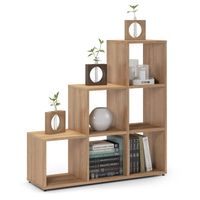 Regał schodkowy, komorowy, ETAP, 100x30x100 cm, dąb, mat | TYLETEGOTU