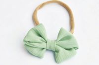 Opaska do włosów kokarda bambusowa dla dziewczynki pojedyncza zielona