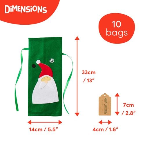 Zestaw 10 Torebek Filcowych na Wino Czerwone i Zielone Świąteczne Wzory na Arena.pl