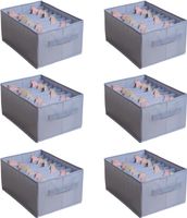 Organizery do Szafy 5 Przegródek Szare 34x25x20 cm Zestaw 6 Sztuk Oxford