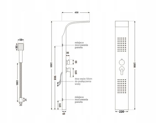 Bateria panel prysznicowy ROSE GOLD na Arena.pl