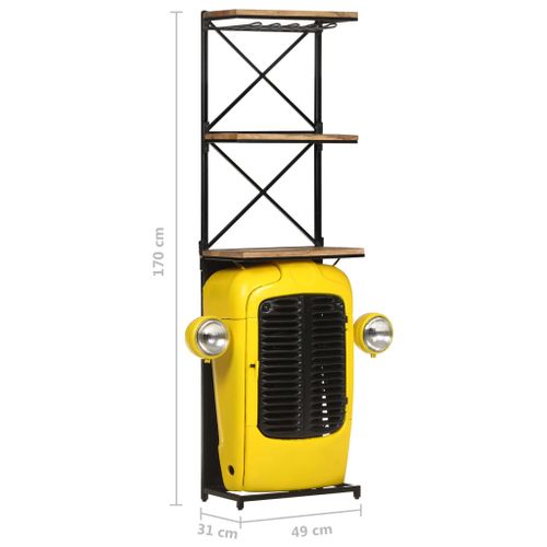 Szafka na wino, żółta, 49x31x170 cm, traktor, lite drewno mango na Arena.pl