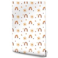 Tapeta Ścienna Do Pokoju Dziecka TĘCZE Gwiazdy Słońce Akwarela Styl Boho