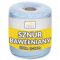 Sznurek do makramy bawełniany 3mm 200m niebieski