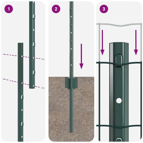 Ogrodzenie z słupkami Zielony 1.4 x 10 m Stal na Arena.pl