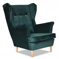 Fotel Uszak elegancki KRYSZTAŁKI butelkowa zieleń