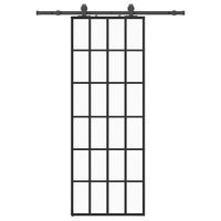 Drzwi przesuwne z zestawem okuć czarne 76x205 cm ESG szkło