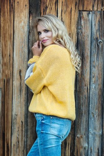 Sweter oversize F578 Szary UNI na Arena.pl