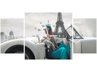 80X40CM ZEGAR TURKUSOWA DAMA PARYŻU OBRAZ