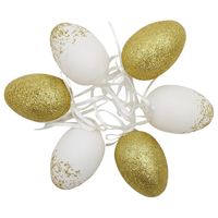 JAJKA WIELKANOCNE ZAWIESZKI JAJKO DO ZAWIESZENIA BIAŁE ZŁOTE PISANKI 6szt