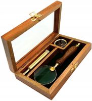 Zestaw Podróżnika - Luneta + Kompas + Lupa w Drewnianym Pudełku - NC2677AZ