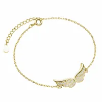 Pozłacana srebrna bransoletka celebrytka skrzydła anioła cyrkonie srebro