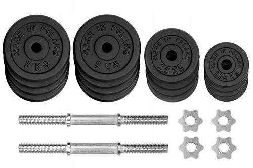 HANTLE ŻELIWNE regulowane 2x30kg gryfy talerze zestaw do treningu 60kg na Arena.pl