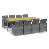 9-cz. zestaw mebli ogrodowych z poduszkami, polirattan, szary