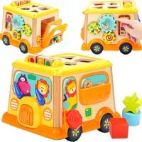 drewniana kostka edukacyjna sorter klocki cyfry autobus